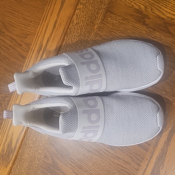 Adidas Womans Light Gray With Lilac Logo Slip-On Shoes - Picture 2 of 8